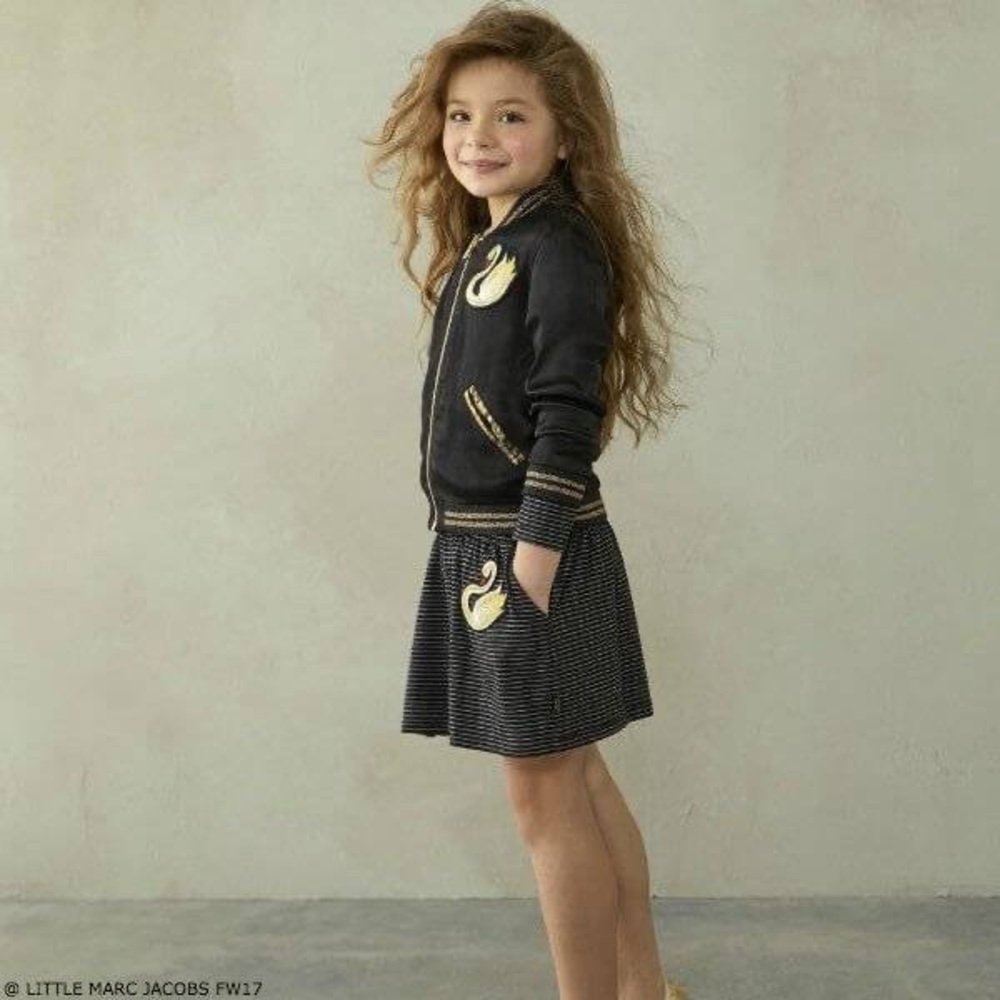 Little Marc Jacobs Star Swan Satin Reversible Black Gold Jacket Size 4 Kids New! - Picture 4 of 16